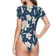 thumbnail image 3 of Uemuo Lilies Flowers Pattern Women's One Piece Short Sleeve Swimsuit Rash Guard Surfing Modest Quick-drying Swimsuit Beach Essentials-XX-Large, 3 of 9