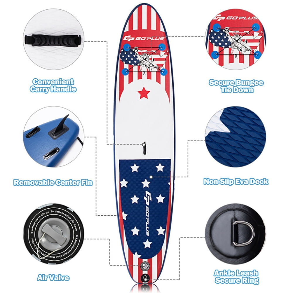 Spaco 11 Feet Inflatable Stand up Paddle Board with 3 Fins Thruster, Wide Stable Design, Non-Slip Comfort Deck for Youth & Adults