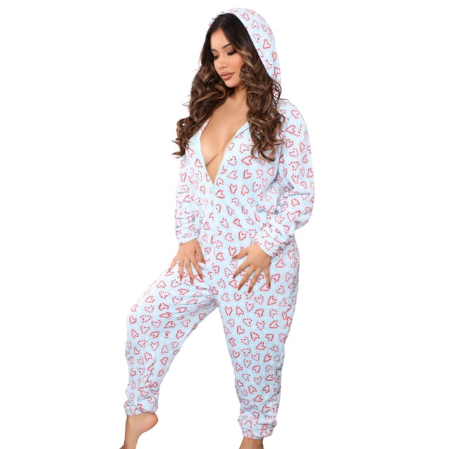 Fortune Combinaison à Capuche à Manches Longues à Imprimé Floral pour Femmes, Pyjama d'Hiver de Noël, Combinaison