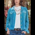 thumbnail image 4 of Chaqueta de Terciopelo de Larga de Color Liso para Mujer, Abrigo Corto Informal con Hebilla y Bolsillos. Azul Brillante XL, 4 of 5