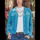 thumbnail image 4 of Chaqueta de Terciopelo de Larga de Color Liso para Mujer, Abrigo Corto Informal con Hebilla y Bolsillos. Azul Brillante M, 4 of 5