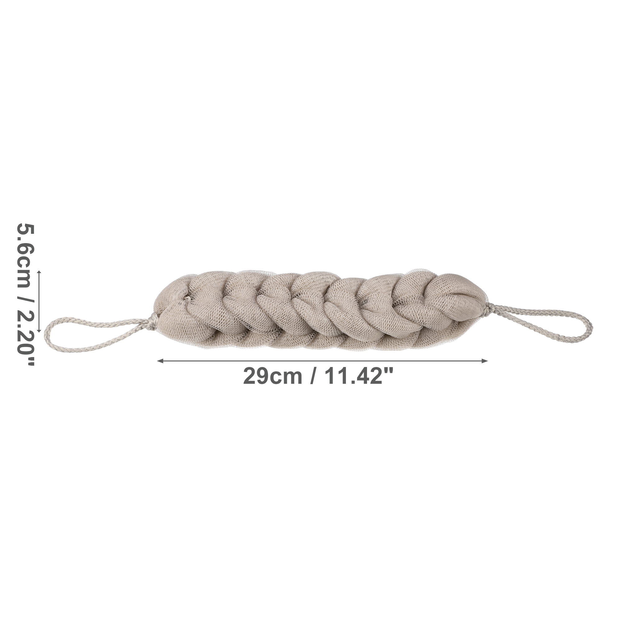 Unique Bargains 1 Pc Bath Shower Loofah Sponge Body Puffs 11.42"x2.20"x1.97" Khaki