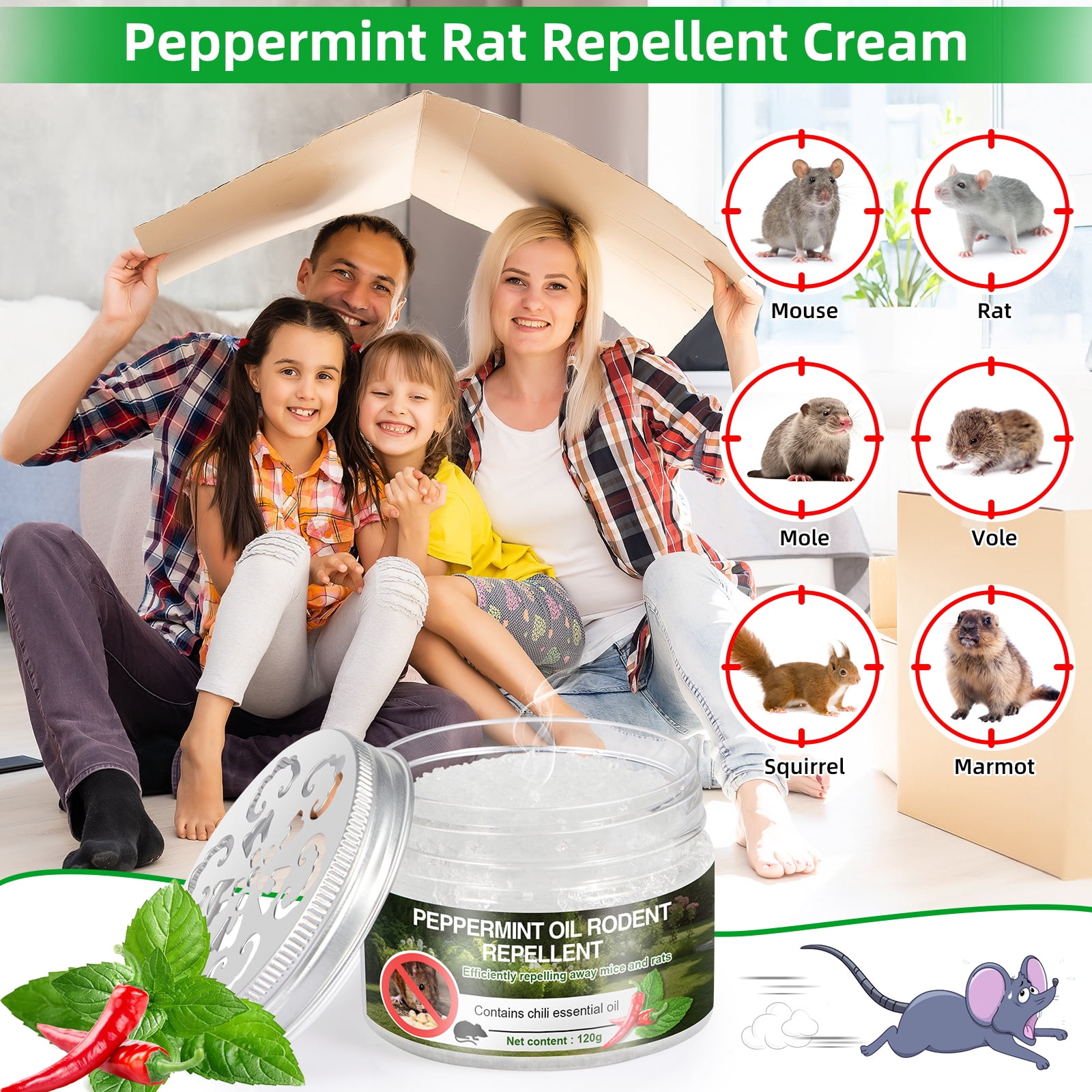 JLLOM Rodent Repellent, Car Engine Protection Humane Mouse Trap Alternative Effective Home Pest Control