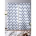 thumbnail image 4 of Boho Blue Semi Sheer Curtains 84 Inch Length 2 Panels Set, White Chevron Stripes Abstract Geometric Sheer Kitchen Curtain Privacy Voile Window Curtain for Living Room Bedroom Rod Pocket Drapes, 4 of 7