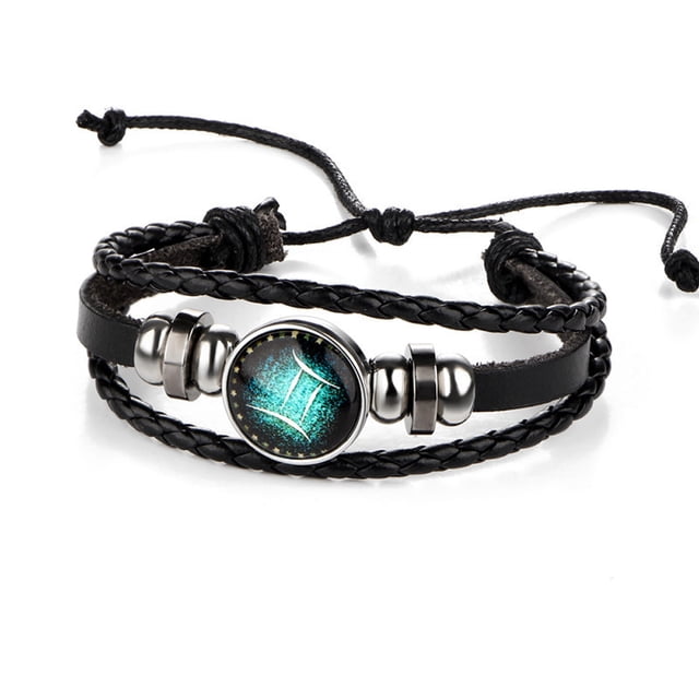 Doce constelaciones Pulsera tejida a mano Pulsera de cuero de moda Elegante Zodiaco Constelació Carevas Pulsera