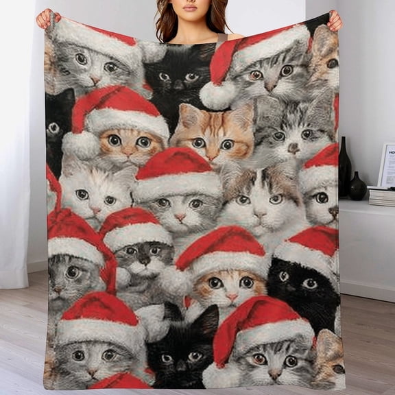 RKSupls Christmas Throw Blanket ,Santa Hats Holiday Pet Decorative Blanket for Home Bed Sofa Couch,30x40 in