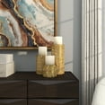 thumbnail image 3 of DecMode 3 Candle Gold Metal Handmade Candle Holder with Mosaic Pattern, Set of 3, 3 of 16