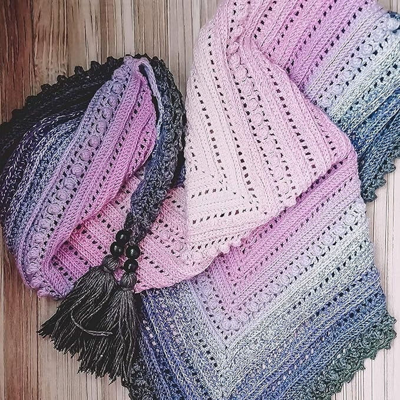 Troyarn Harmony Light Gradient Yarn Cotton Acrylic Glitter Blend,Soft Lightweight Sport Weight Glitter Yarn for Crochet, Knitting, Baby Blankets, Shawls,Summer Projects 1 Fine - 260g/1094 yd (123264)