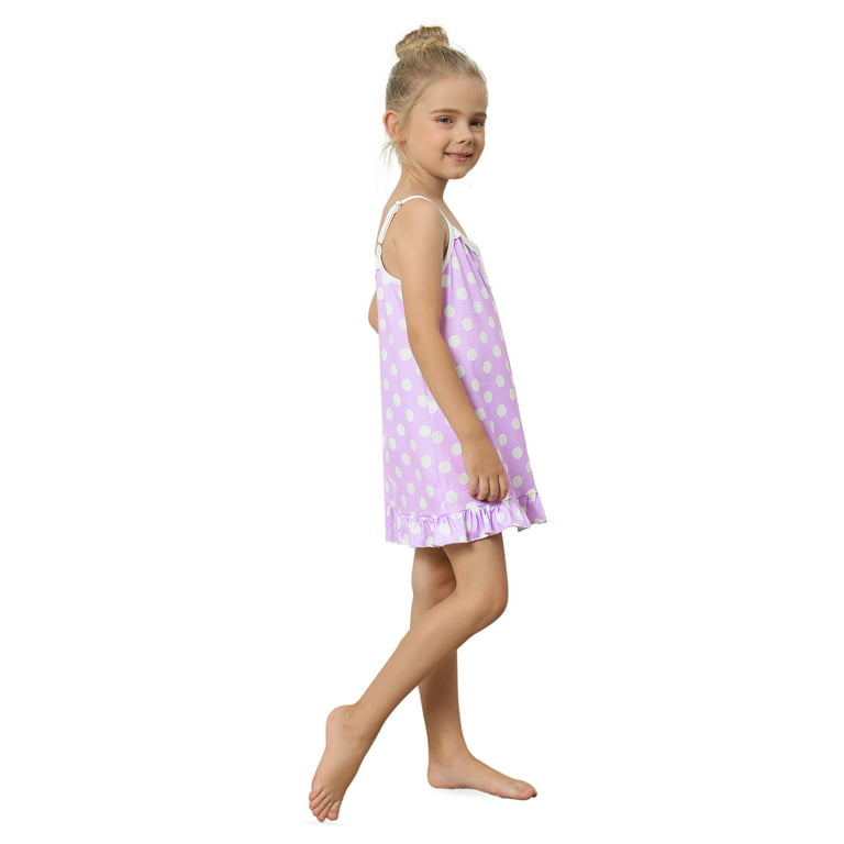WBQ Kids Cami Nightie Dress Girls Strap -12 Spaghetti Sleep Dress Summer Soft Nightgowns Polka Night Dot Years 6