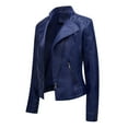 thumbnail image 4 of Lcziwo Plus Size Womens Leather Jacket Long Sleeve Solid Color Jackets Lapel Zip Up Casual Coats Open Front Biker Moto Cardigan Outerwear 2025 Navy,XXL, 4 of 7