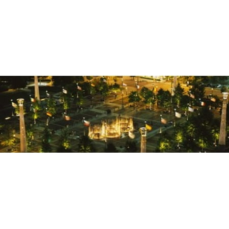 Atlanta Olympics - High angle view of fountains in a park lit up at night Centennial Olympic Park Atlanta Georgia USA Poster Print
