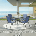 thumbnail image 4 of Pirecart Outdoor Table Furniture Set Patio Dining Table Set with 4 Stackable Textilene Chairs, Dark Blue, 4 of 10