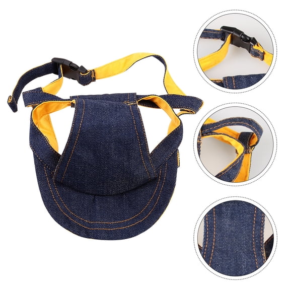 KONTONTY Dog Summer Cap in Navy Denim for Pets with Adjustable Buckle