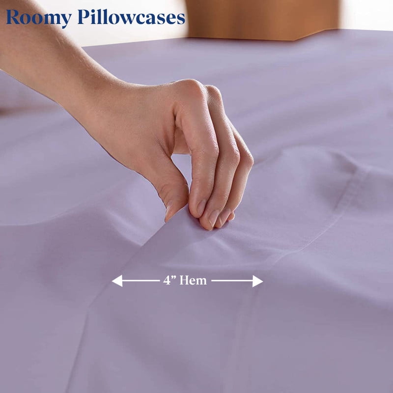 SKY BEDDINGS Standard Size Pillowcase Set of 2 - Lavender Super Soft Pillow Cases Queen, 600 Thread Count 100% Egyptian Cotton, Breathable, Cool, Sateen Weave Sleeping Pillow Covers - Lavender