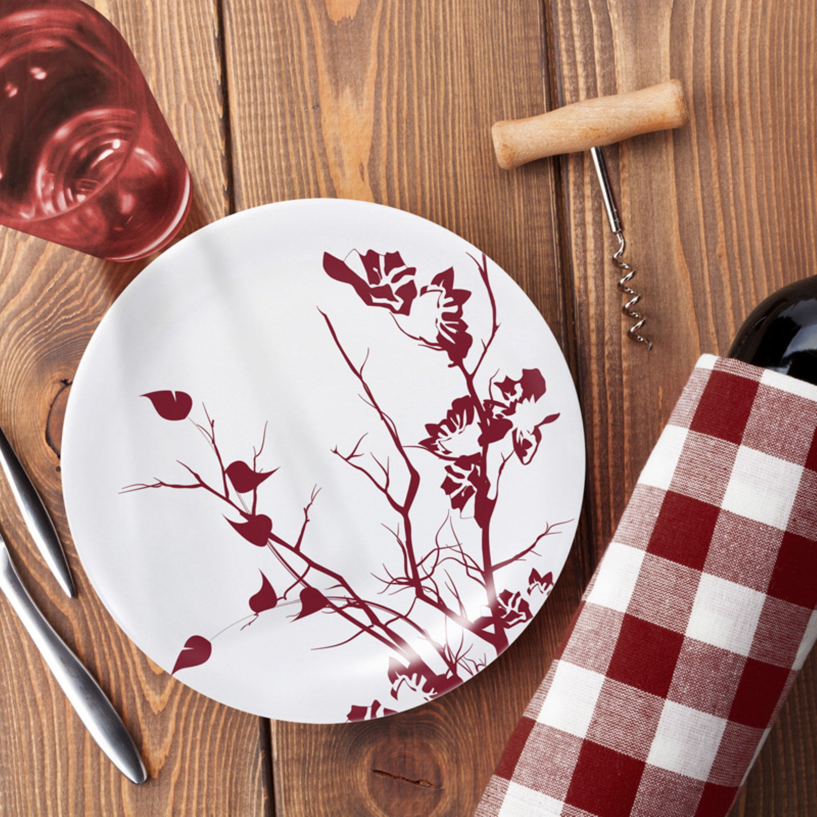 16 Piece Melamine Dinnerware Set Dining Plates Glass BPAFree Dinner