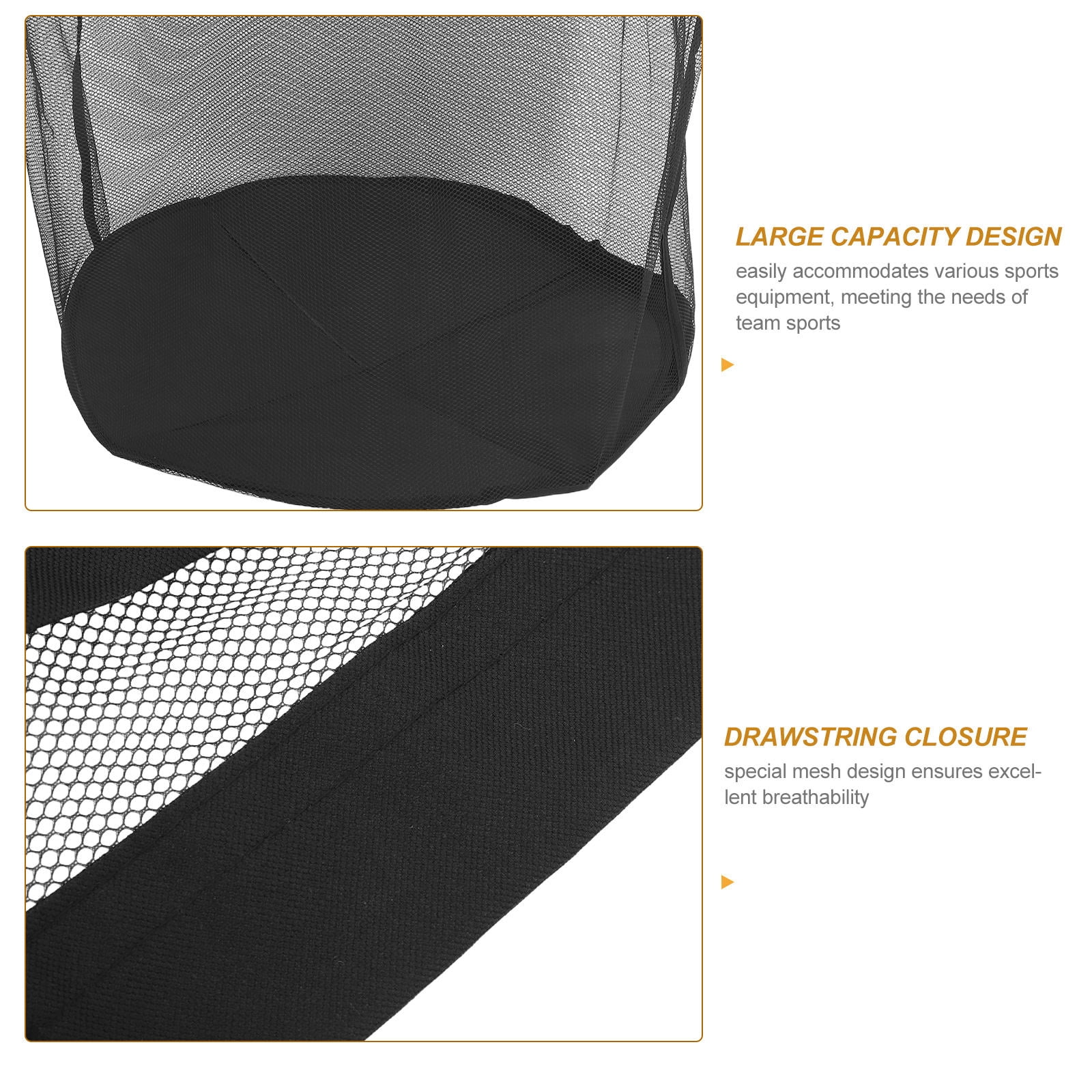 OUNONA Large Black Mesh Sports Gear Bag with Drawstring Closure, 28 x 40 inches, Ideal for Football Basketball Baseball Fans