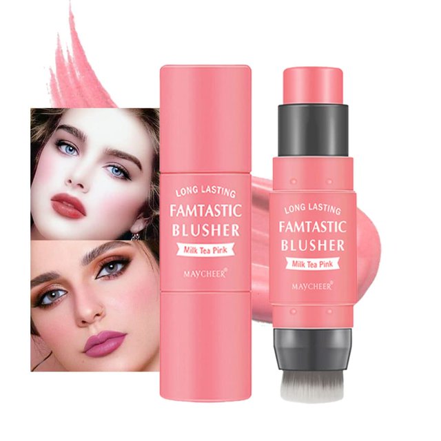 Crema hidratante más suave para rubor facial con brocha, barra múltiple para rubor de mejillas, tinte de labios y maquillaje de sombra de ojos, ligero, fácil de usar sobre la marcha Sincero Hogar