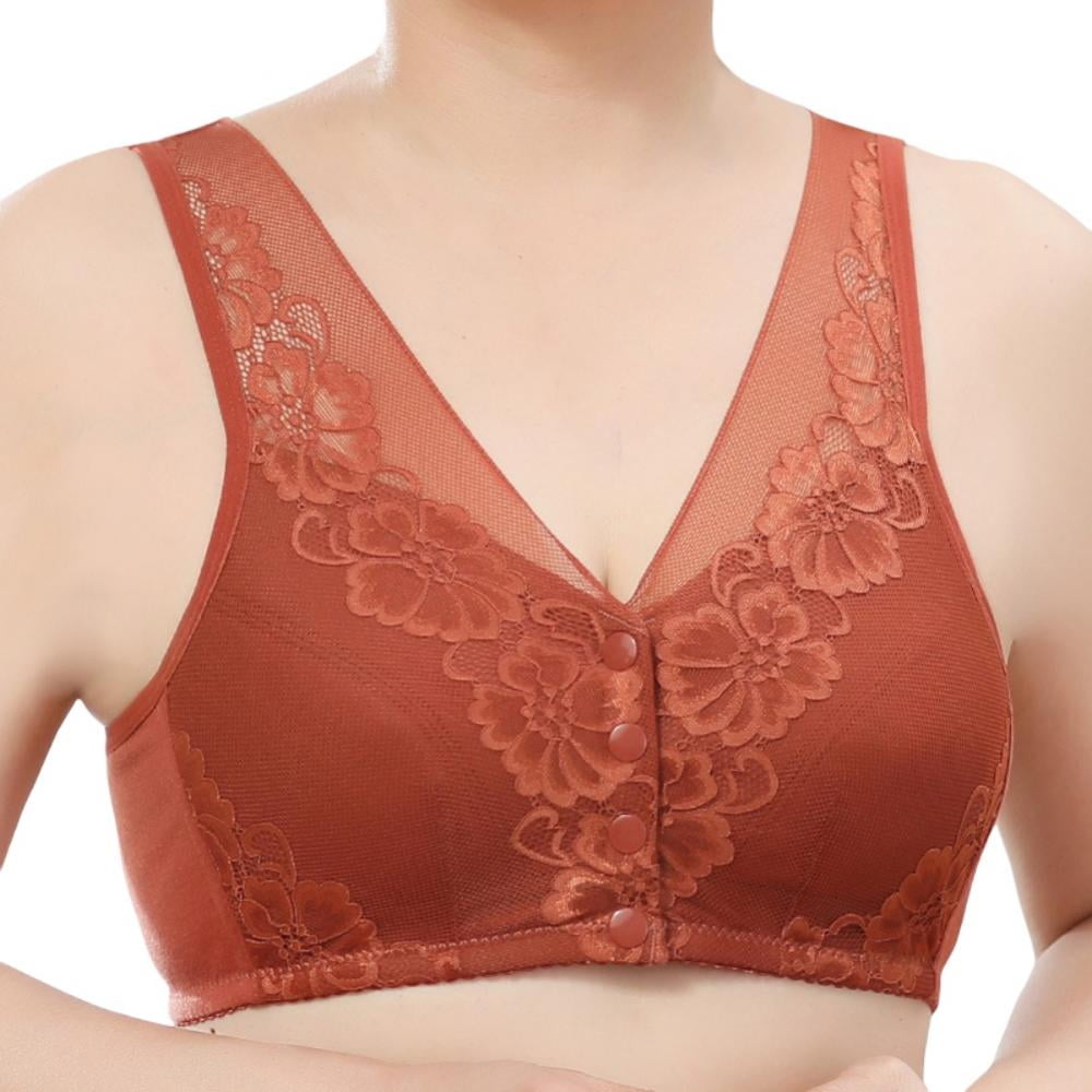  ANMUR Everyday Bras for Seniors with Sagging Breasts Front  Closure Sports Bra Plus Size Wireless Back Support Bra for Women (Color :  Skin, Size : 5X-Large) : Clothing, Shoes & Jewelry