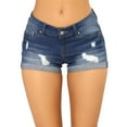 thumbnail image 3 of DuoJiaJ Womens Shorts Jeans Y2k Summer Vintage Low Rise Ripped Mini Denim Shorts Blue M, 3 of 3