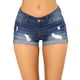 thumbnail image 1 of Pantalones cortos vaqueros rotos elásticos ajustados de talle medio para mujer - Corte informal y sexy para el día a día y las fiestas - Tallas S-XXL con material de poliéster, 1 of 2