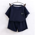 thumbnail image 5 of ITSAME Boys Summer Outfit Sets Crewneck T-Shirt and Shorts 2-Piece Kids Loose Casual Clothes Dark Blue Size 2-3, 5 of 5