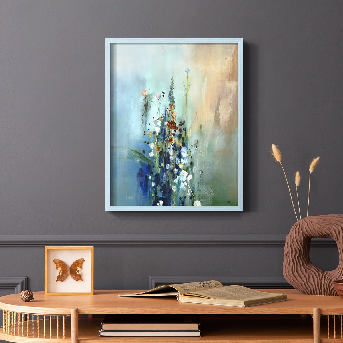 Current Air I Framed Print in Blue Solid Wood Framed Print No Nail Hanging