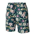 thumbnail image 5 of Kdxio Lilies Flowers Pattern Mens Casual Shorts - Drawstring Summer Beach Sports Shorts for Men, 5 of 9