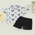 thumbnail image 2 of Toddler Baby Boy Summer Clothes Cow Lapel Button Shirt Shorts 2Pcs Suit, 2 of 6