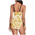 thumbnail image 4 of UTSJKR One Piece Swimsuit Women 2025 Vintage Tummy Control One Piece Bathing Suits V Neck Vintage Floral Print Swimwear Yellow 12, 4 of 6