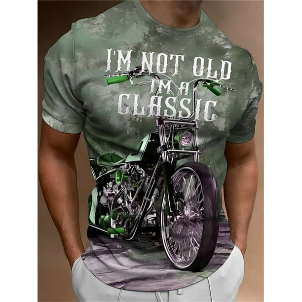 Camiseta con estampado de motocicleta 3D para hombre camisa clasica Vintage de manga corta para hombre camisas de motorista de paseo callejero Tops de gran tamano Bodega Aurrera en linea
