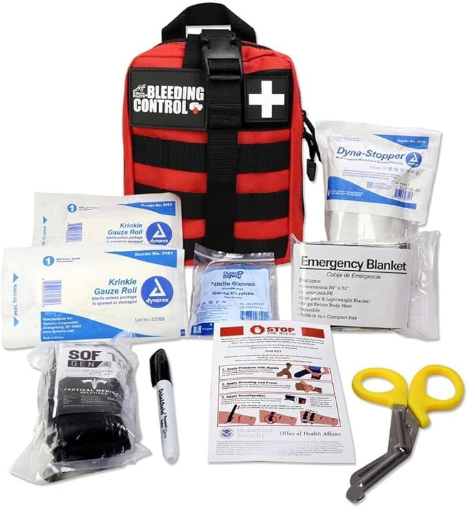 School Health - Basic Individual Bleeding Control Kit, Survival Kit for Emergency Trauma | First Aid Kit for Emergencies (Bleeding Control Kit - Molle Bag)