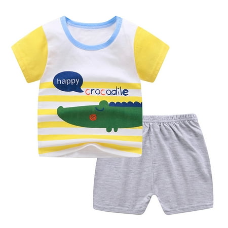 

THE WILD Toddler Baby Boys Girls Short Sleeve Cartoon T-Shirt+Shorts Outfits Set 0-5Y