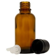 Amber Glass Bottle - 30 ml (1 fl oz) w/ Euro Dropper & Tamper-Evident Cap - Pack of 6