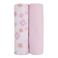 thumbnail image 4 of Parent's Choice Pink Floral 100% Cotton 2-Pack Thermal Baby Blanket, Infant Girl, 4 of 11