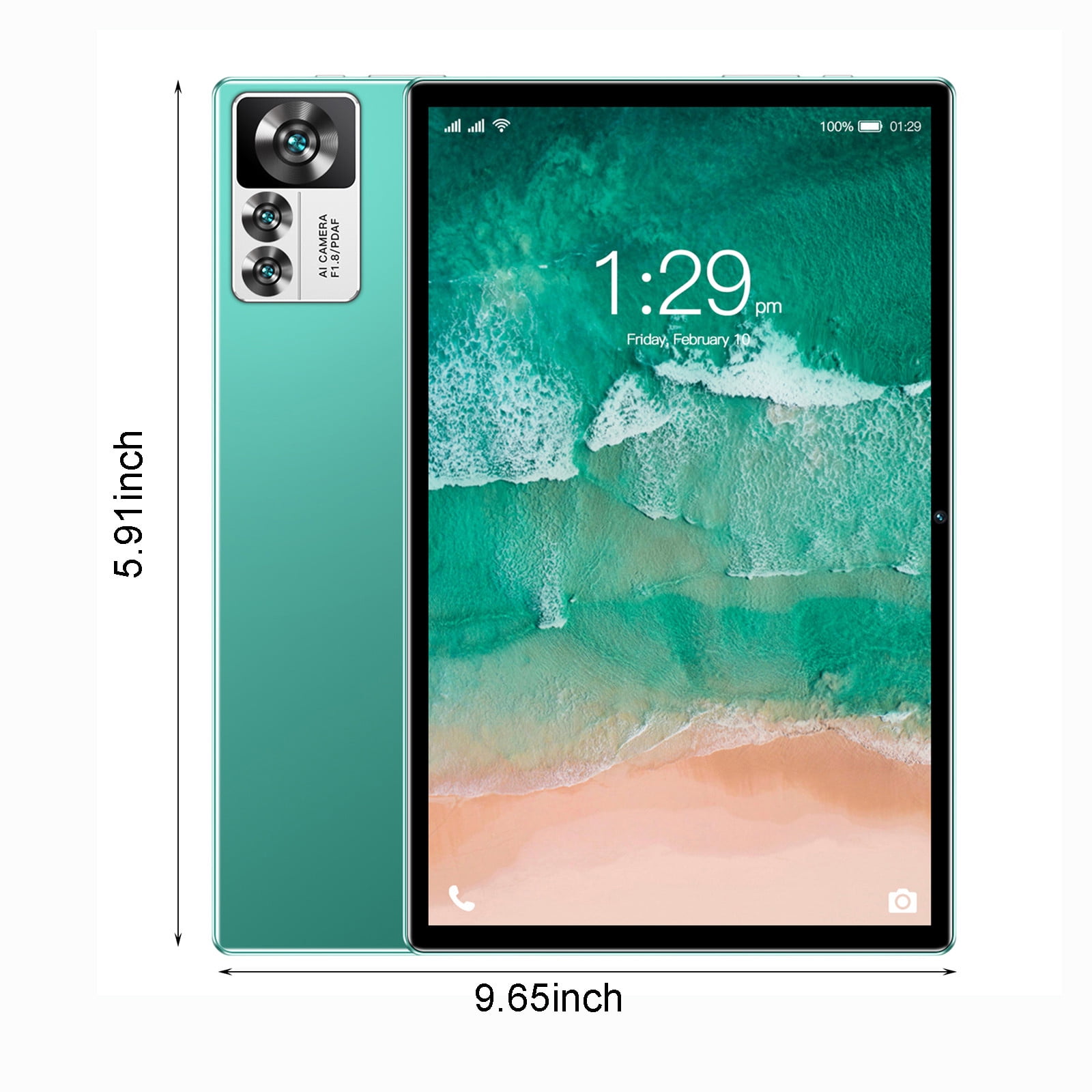 Tablets for Adults, Hwkond High-end Android 12 Tablet 10.1” Tablet, 4GB RAM + 64GB ROM, Resolution 1280x1080, 5+13MP, Processor:ARM + DSP, Bluetooth, WIFI, SIM, 8000 mAh,Green