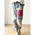 thumbnail image 2 of Pantalones vaqueros elegantes de moda para mujer, nuevos pantalones vaqueros de verano informales con bordado floral, pantalones harén holgados para mujer, 2 of 4