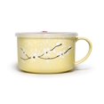 thumbnail image 1 of GinkgoHome Microwavable Ceramic Noodle Bowl with Handle and Seal Fine Porcelain Sakura Snow Flake Floral Design (LemonYellow), 1 of 4