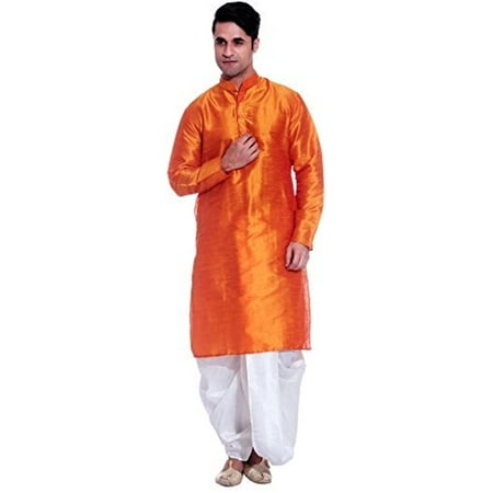 

Royal Men s Silk Blend Dhoti & Kurta Set_Orange