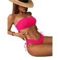 thumbnail image 6 of Minjewel Women's Strapless Bikini Top & Bottom Set Two Piece Sexy Push Up Swimsuit for Beach Photos Summer Vacation,Hot Pink,M, 6 of 6