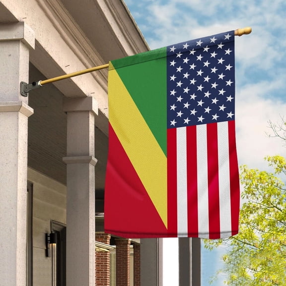 American Republic Of The Congo Flag Congolese Friendship U.S.A Memorial Day Patriotic For Garden Flag, Double-Sided Decorative Outdoor Flag, Patriotic Polyester Yard Flag 12 x 18 in