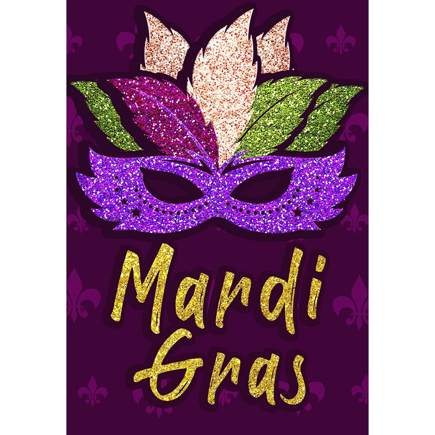 America Forever Flags Glitzy Mardi Gras Mask, Mardi Gras House Flag, Masquerade Masks Fleur De Lis Carnival 28 x 40 Inch Double Sided Seasonal Yard Outdoor Holiday Decorative Flag
