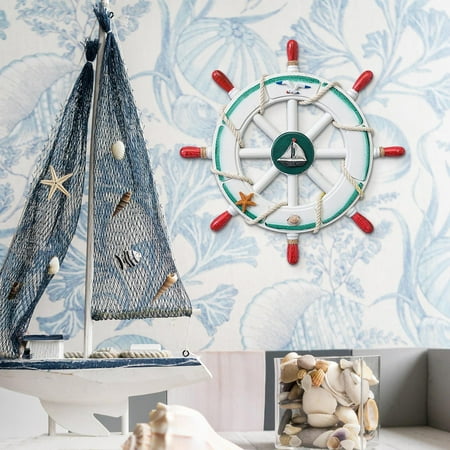 

WOXINDA Mediterranean Style Wooden Pendant Retro Old Ship Helmsman Steering Wheel Home Background Wall Decoration Pendant 1PC