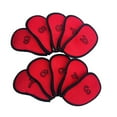 thumbnail image 1 of Golfs et Mousse pour Golf Lot de 10/lot Housses de Fer pour Golfs Housses de Club en Maille pour Golfs Conviennent à 10 Pcs Housses de Tête en Fer Numéro Brodé Style Rouge, 1 of 6