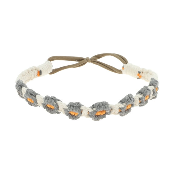 Unique Bargains 1 Pc Hand-woven Stretch Headbands for Women White Gray