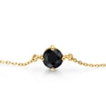 thumbnail image 3 of Gem Stone King 18K Yellow Gold Plated Silver Black Sapphire Solitaire Bracelet for Women (1.15 Cttw, Round Cut 6MM), 3 of 4