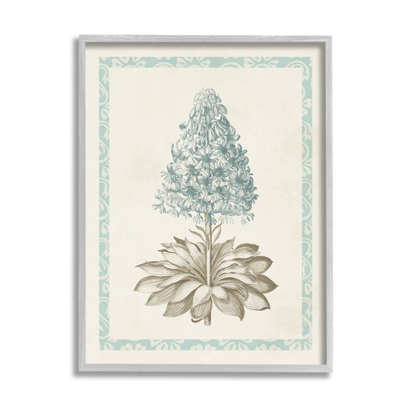 Stupell Industries Vintage Plant Nature Study Graphic Art Gray Framed Art Print Wall Art, Design by Vision Studio