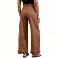 thumbnail image 7 of Dweltoz Women's 2026 High Waist Baggy Wide Leg Jeans Trendy Patchwork Ruffle Hem Boyfriend Casual Denim Fall Long Trousers,Brown XL, 7 of 7