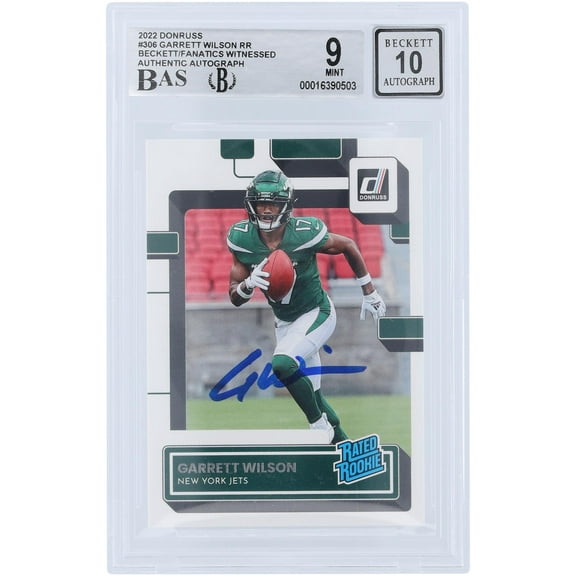 Garrett Wilson New York Jets Autographed 2022 Panini Donruss Rated Rookie #306 Beckett Fanatics Witnessed Authenticated 9/10 Rookie Card - Fanatics Authentic Certified