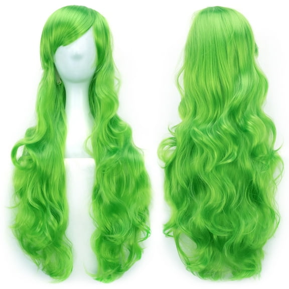 XmhyTop Spiral Curly Long Wig, 32" (80cm) Length, Perfect for Cosplay Costumes, Light Green