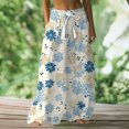 thumbnail image 2 of kaondbfi Women's Wide Leg Printed Pants Casual Elastic Waist Trousers Lightweight Summer Bottoms for Beach Vacation Loose Fit Pants with Pockets, 2 of 4